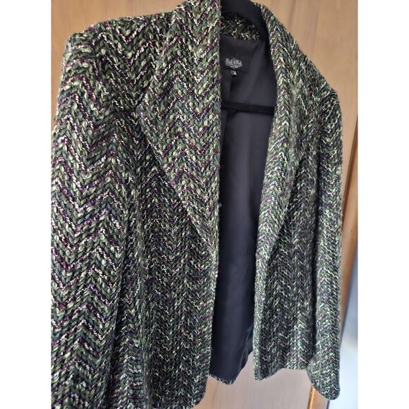 Vintage Peck & Peck Collection Herringbone Tweed Open Blazer Wom SIZE 14 Large - Picture 4 of 16